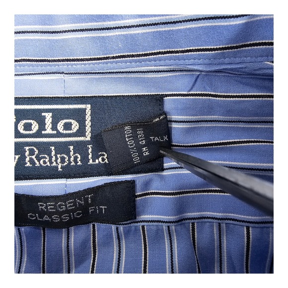 Polo Ralph Lauren Regent Classic Fit Dress Shirt Blue Striped Cotton 16.5 L - Picture 8 of 8